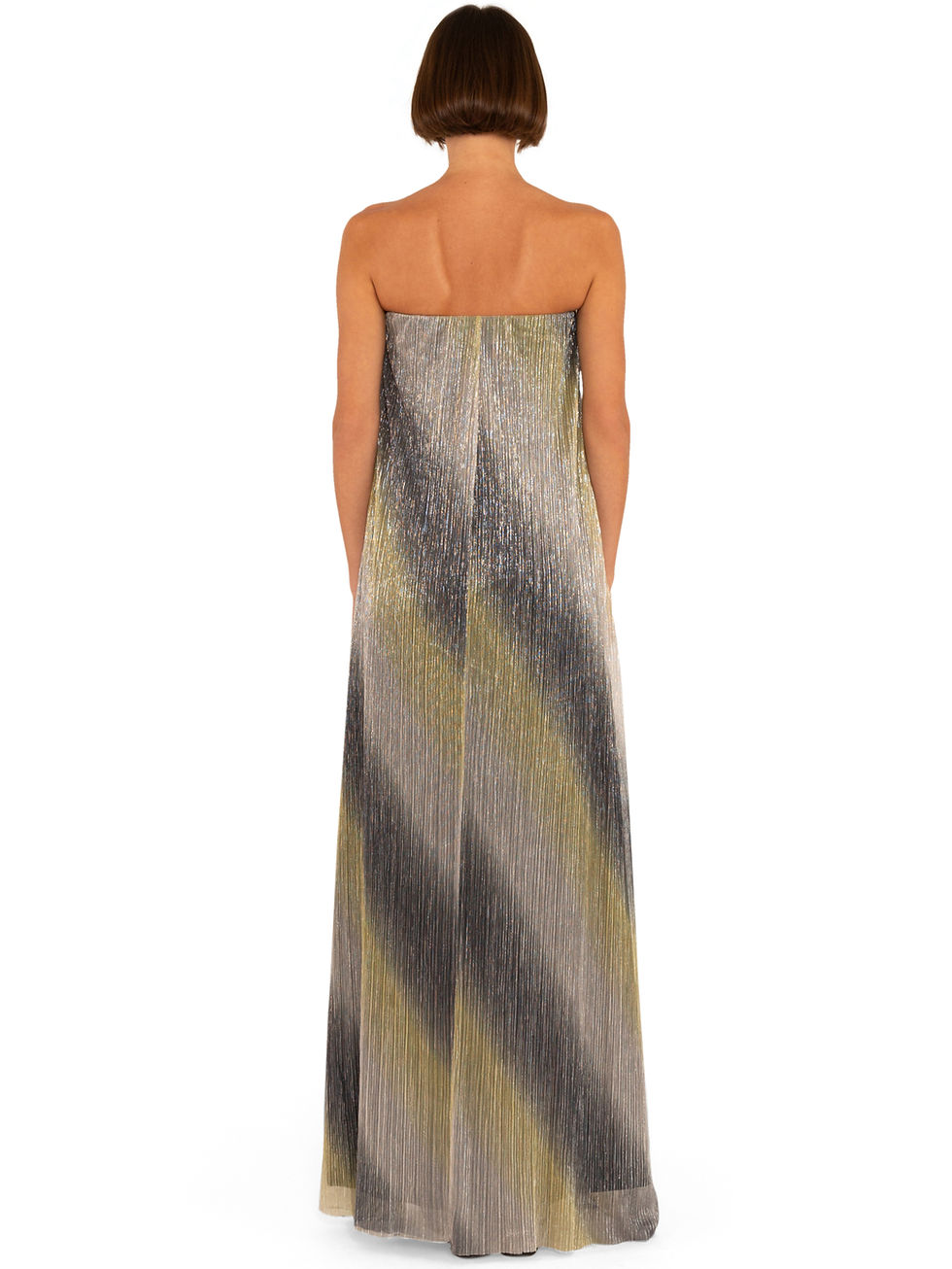 الصورة المصغرة: METALLIC STRAPLESS MAXI DRESS