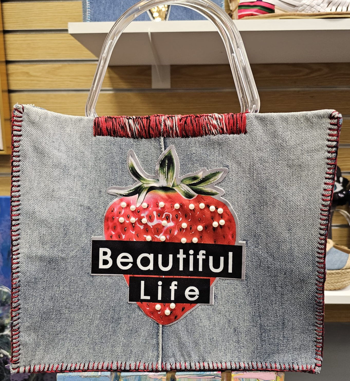 Handmade denim purse strawberry 🍓 beautiful life 