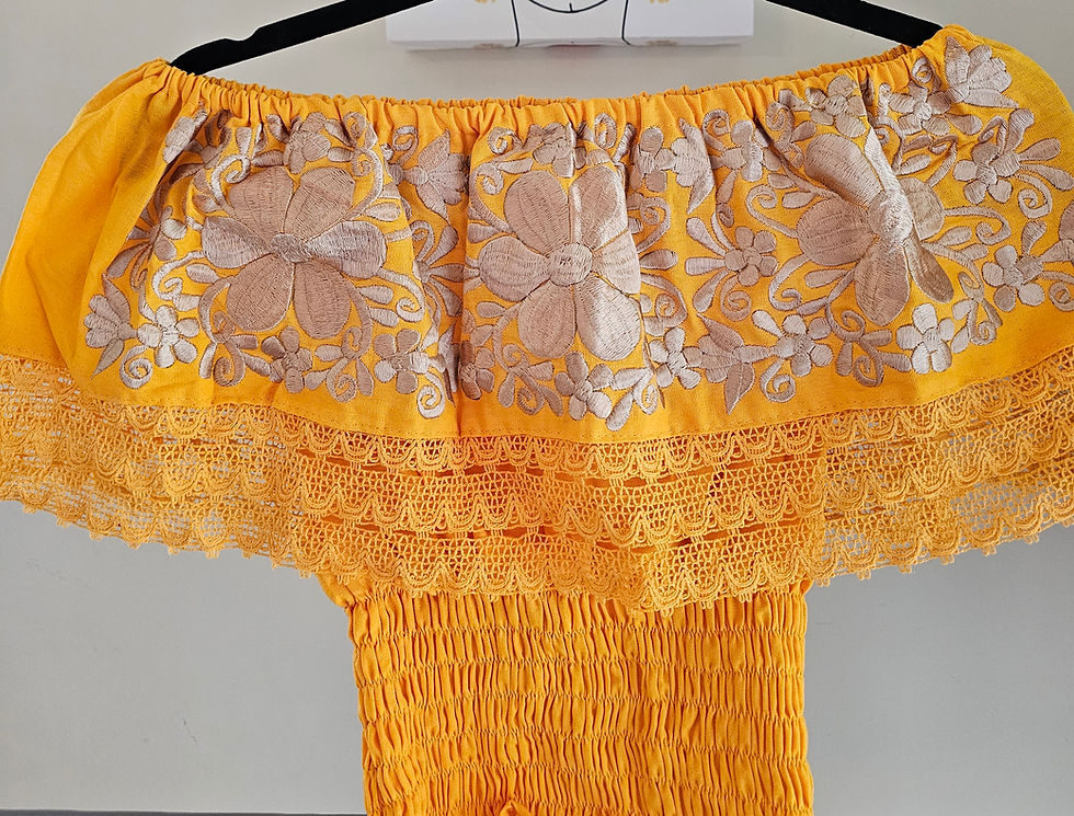 Thumbnail: Embroidery gold flowers blouse 🌸🇲🇽