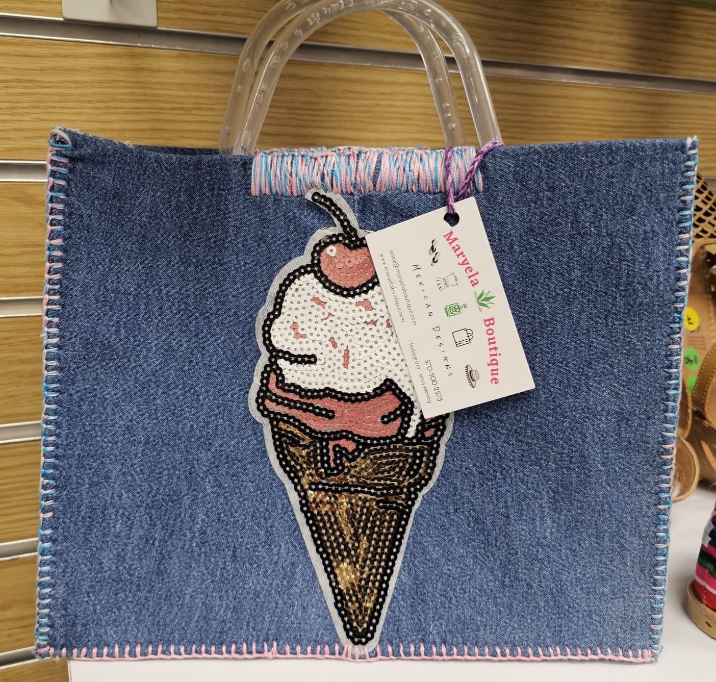 Handmade denim purse with icecream patch 🍦