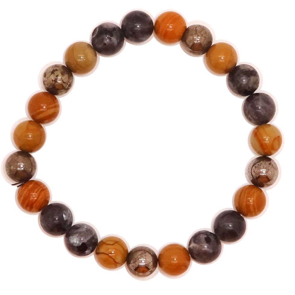 Bracelet en Jaspe Royal/Larvikite/Pyrite