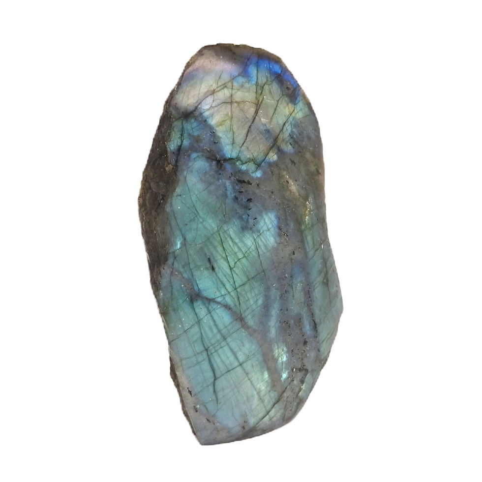 Pierre labradorite brute une face polie