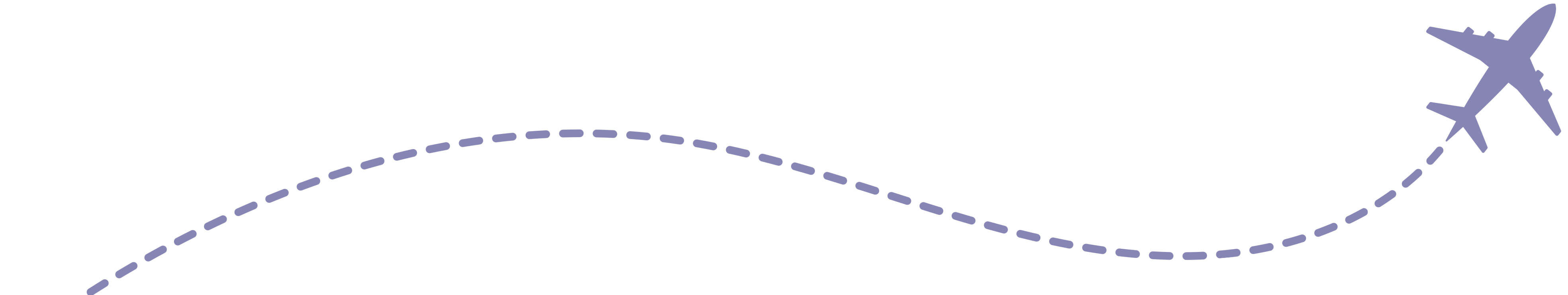 Illustration of an airplane flying with dotted lines indicating its travel path.