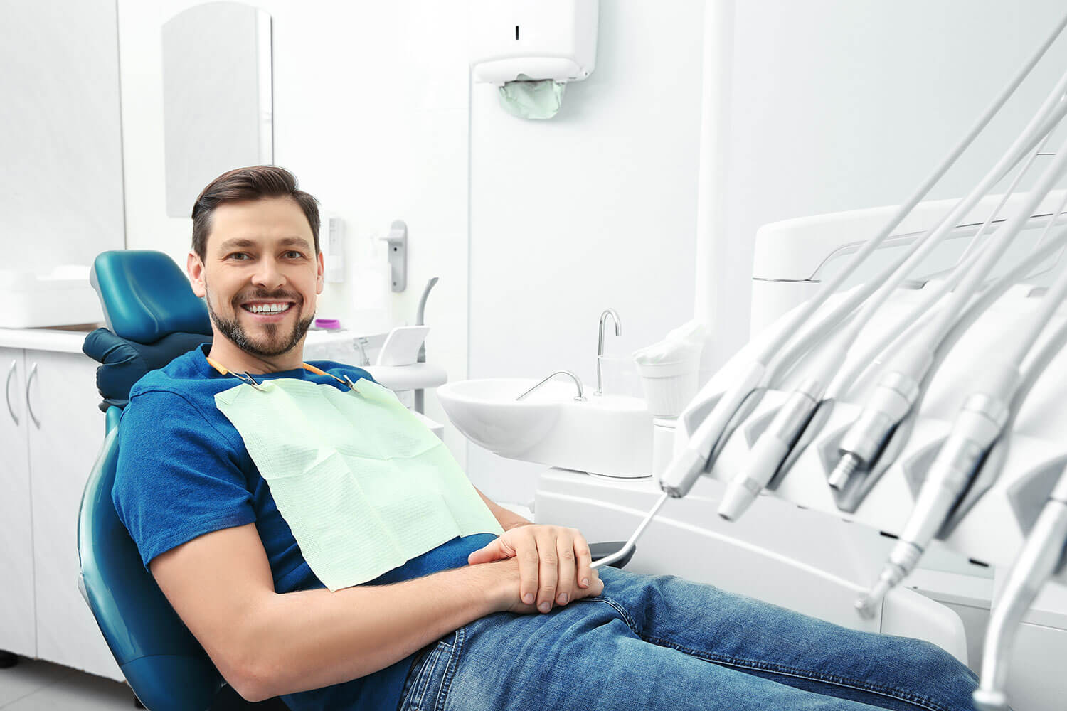Smiling man ready for a dental appointment