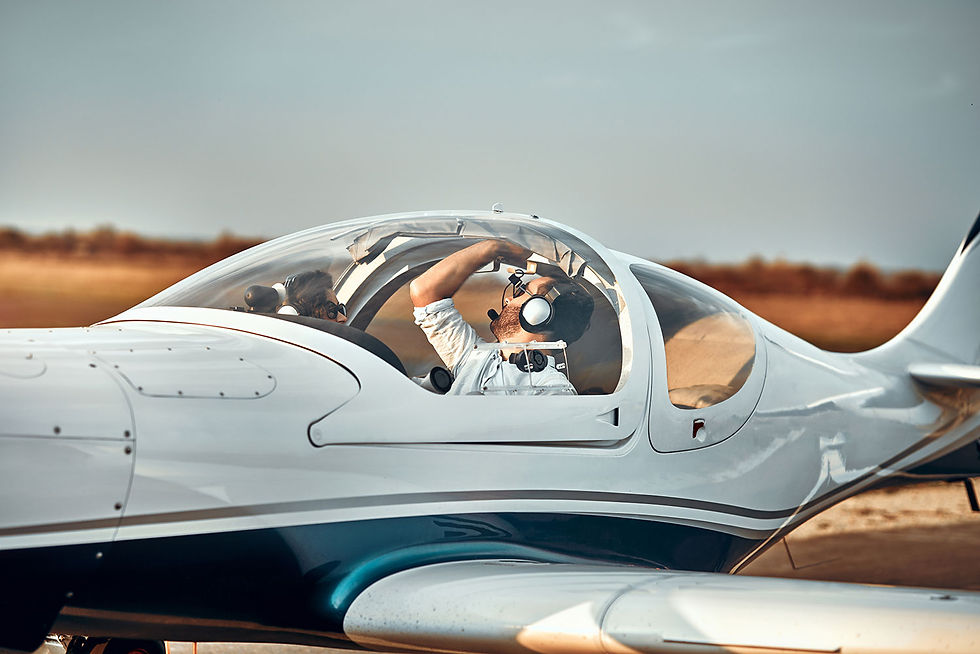 Recreational pilot preparing the aircraft for takeoff