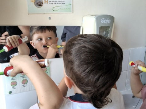 This is the way we brush our teeth