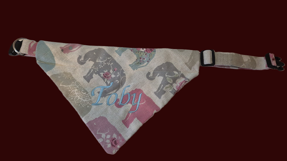 Thumbnail: Hand made, personalised dog collar and bandanna