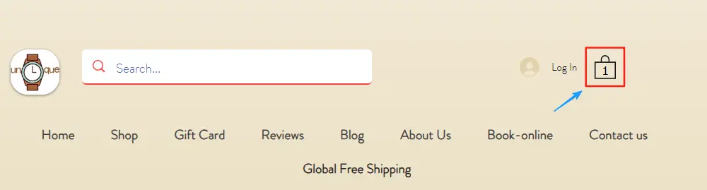 click on the cart at the website top