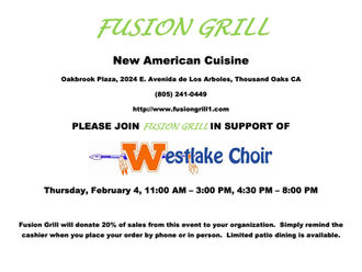 Fusion Grill Fundraiser!
