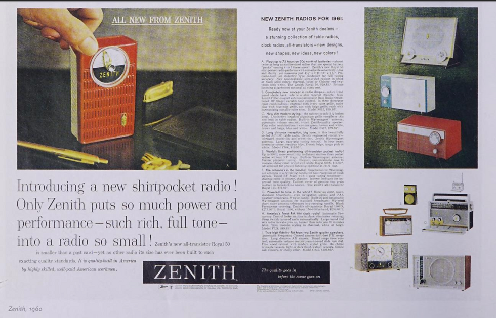1960 Zenith Radios