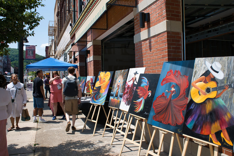 The variety of colorful paintings lined the Blackwell Street exhibit.
