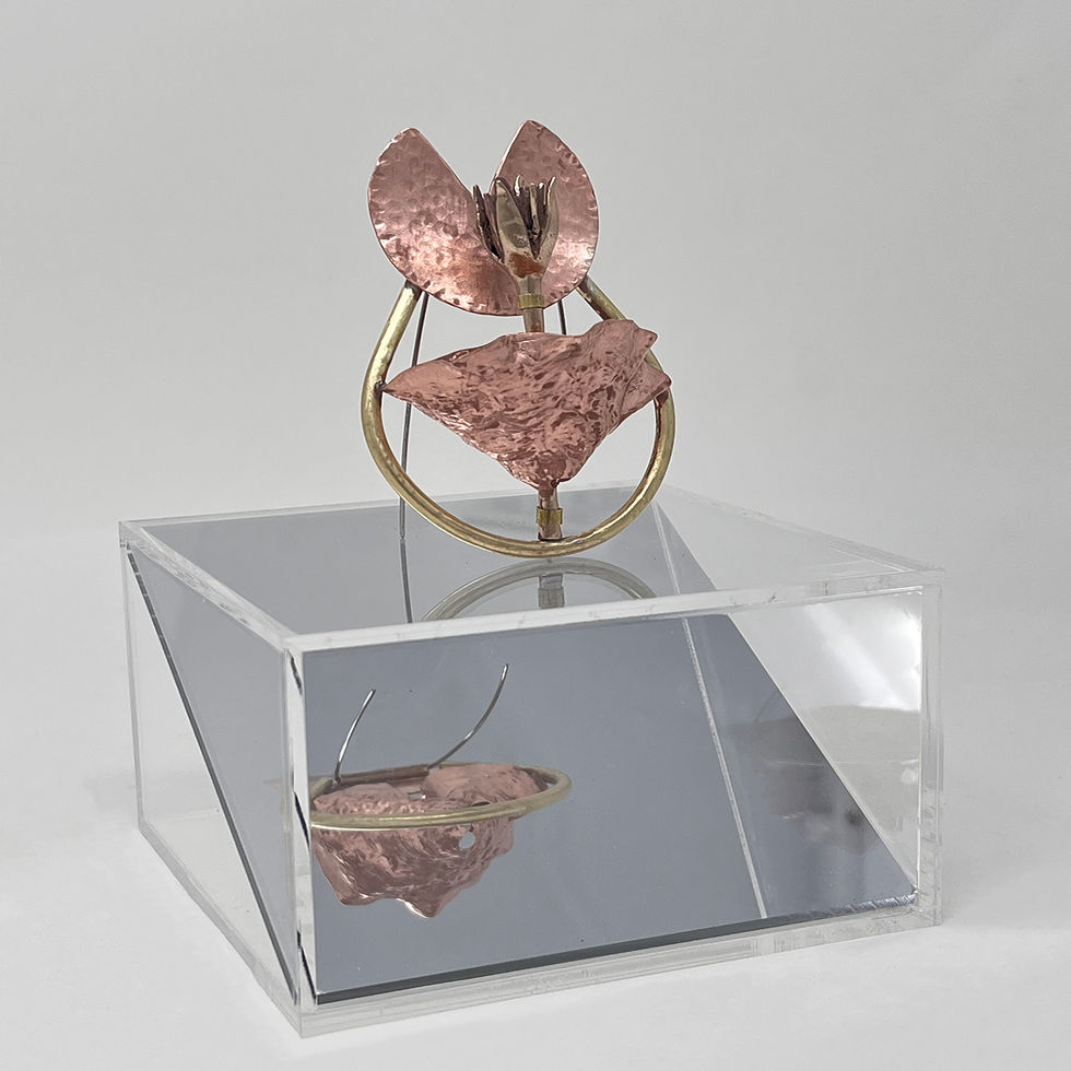 copper lotus brooch pin