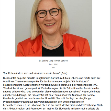 Der International Women´s Club of Frankfurt (IWC) hat eine neue Präsidentin, Frankfurt live 06.07.20