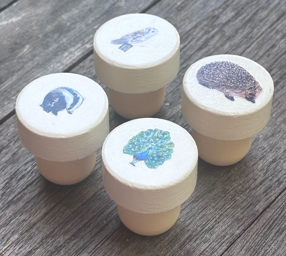 Thumbnail: Hand decorated animal bottle stoppers