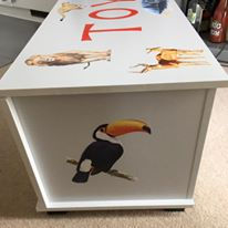 Thumbnail: Large ottoman blanket box animal hand made wood personalised gift present