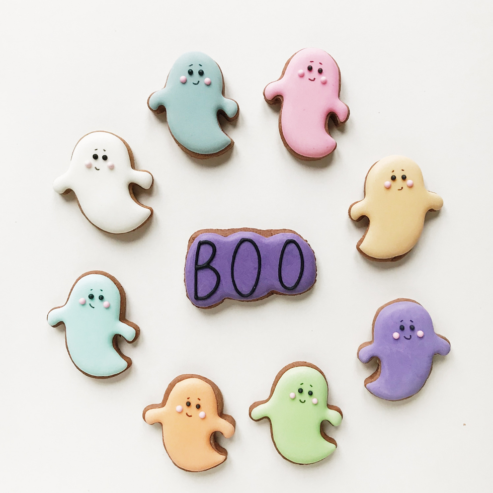 halloween cookies in the shape of a ghost