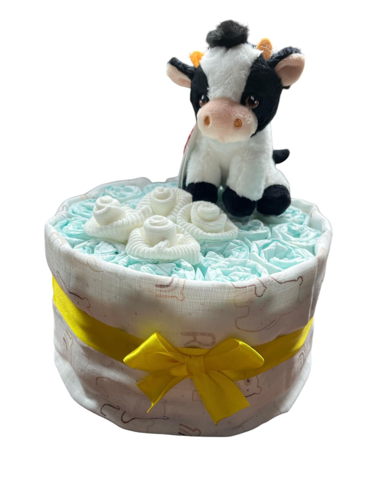 Baby Shower Nappy Cake Simple 1 Tier (natural,pink,Blue)