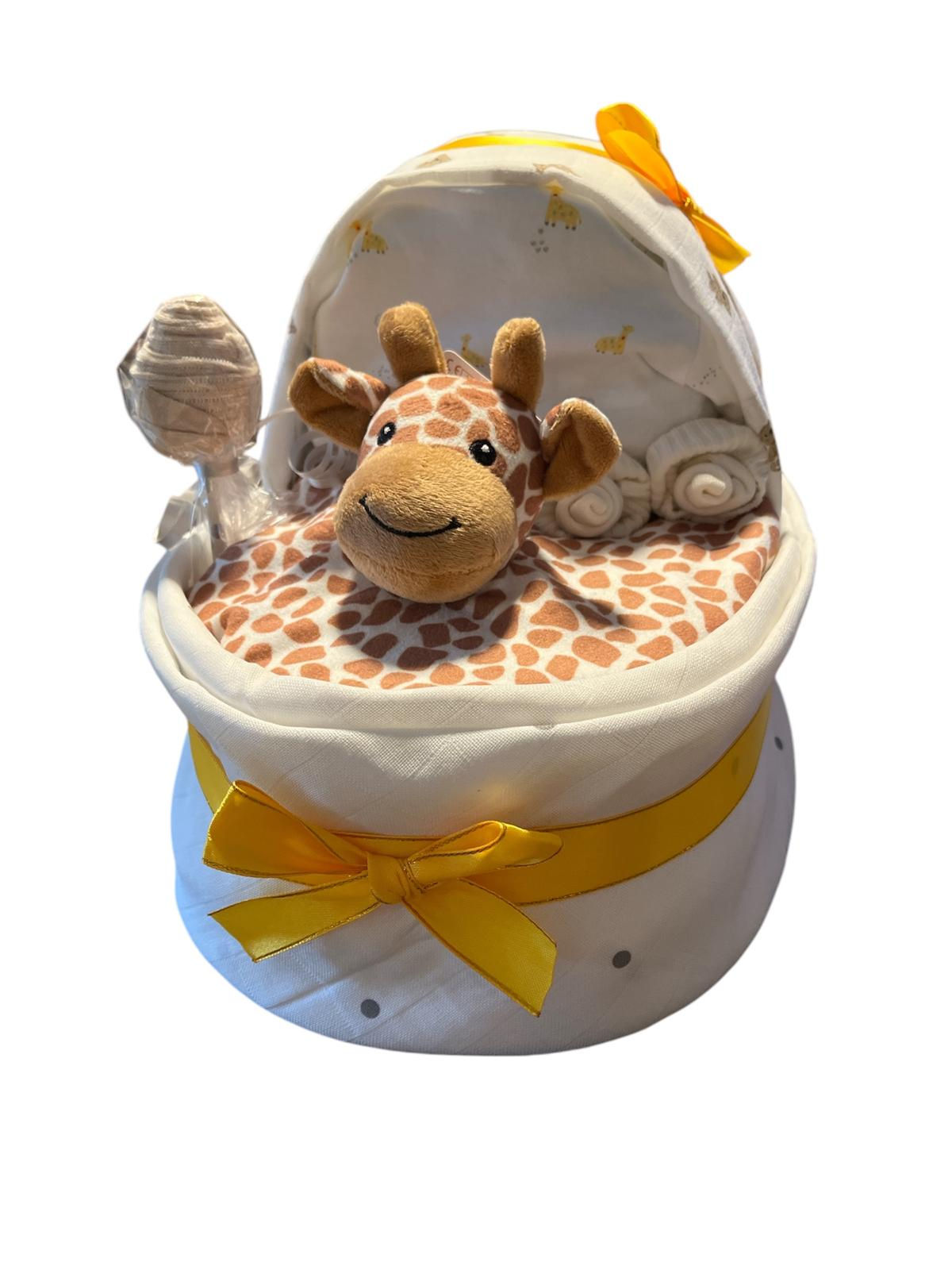 Baby Shower Nappy Cake/Crib Baby Gift Giraffe Natural