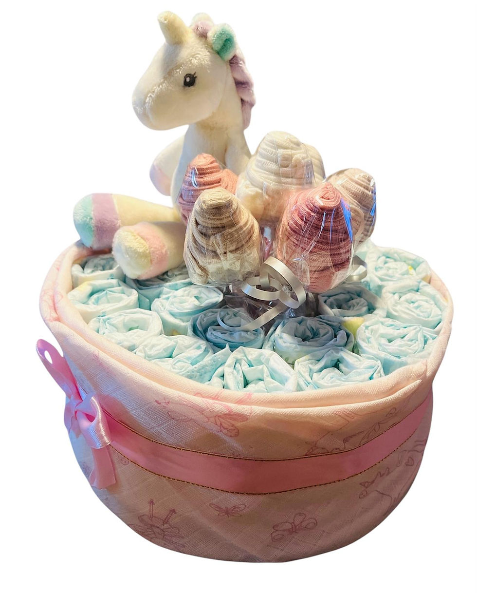 Thumbnail: Nappy Cake Simple Unicorn 1 Tier Pink