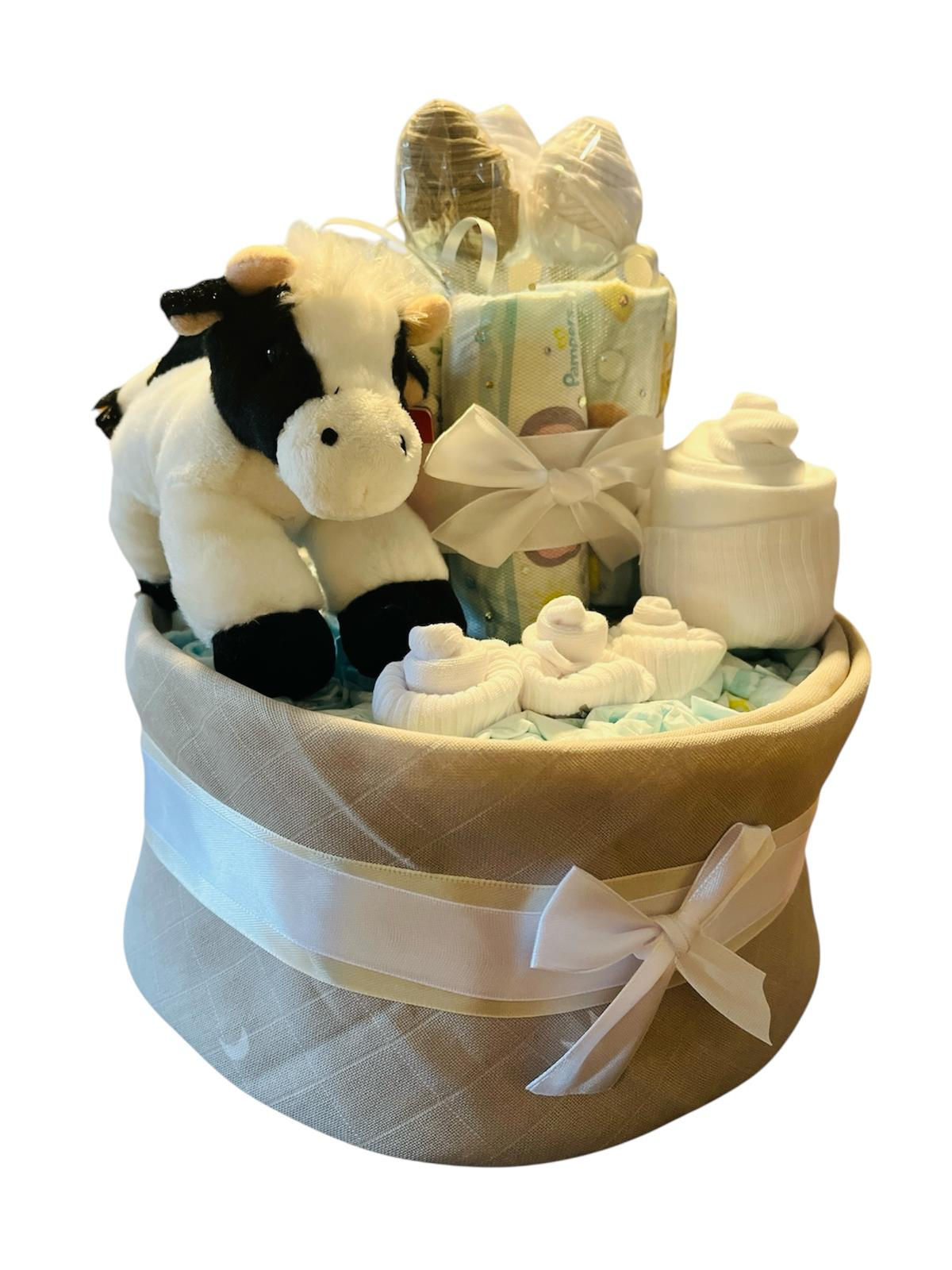 Nappy Cake Cow 2 Tier Natural