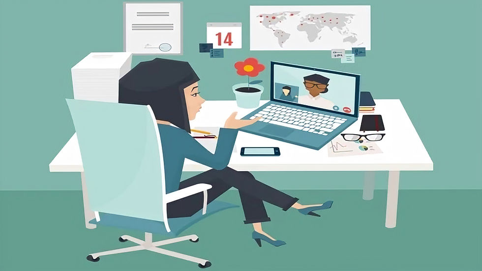 A person doing a virtual job interview.