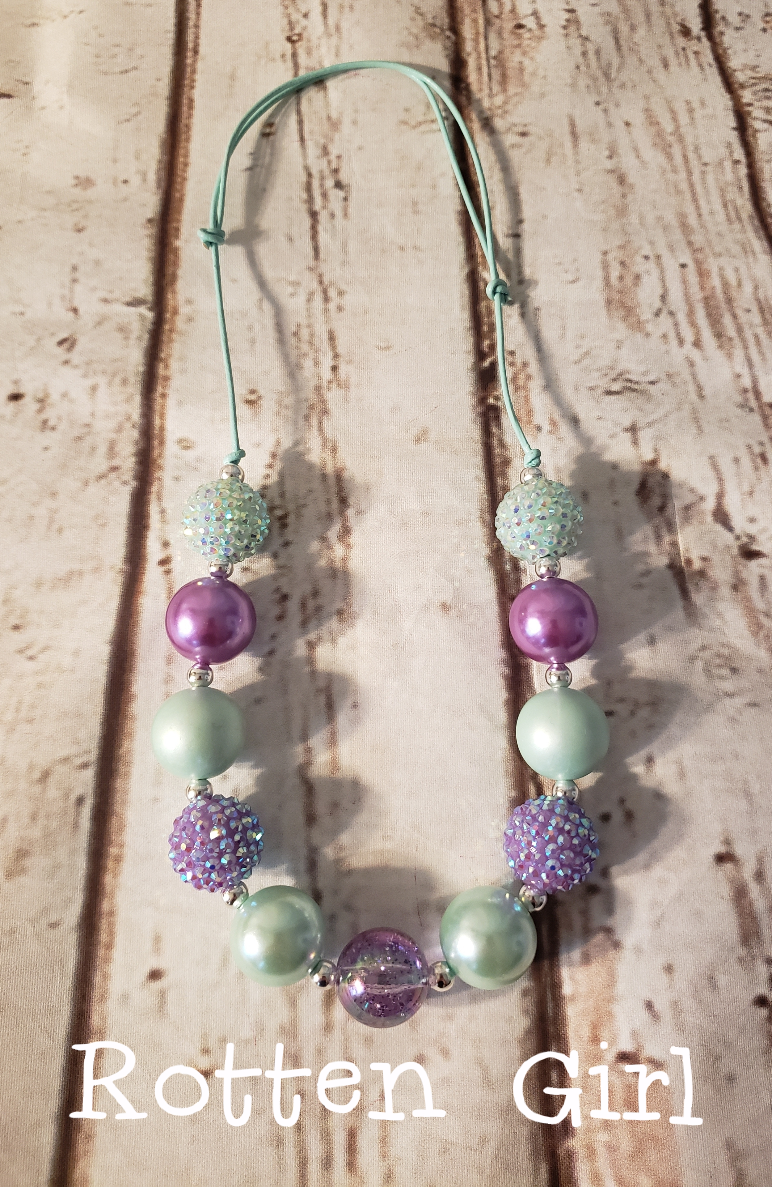 Purple & Mint Chunky Bead Necklace
