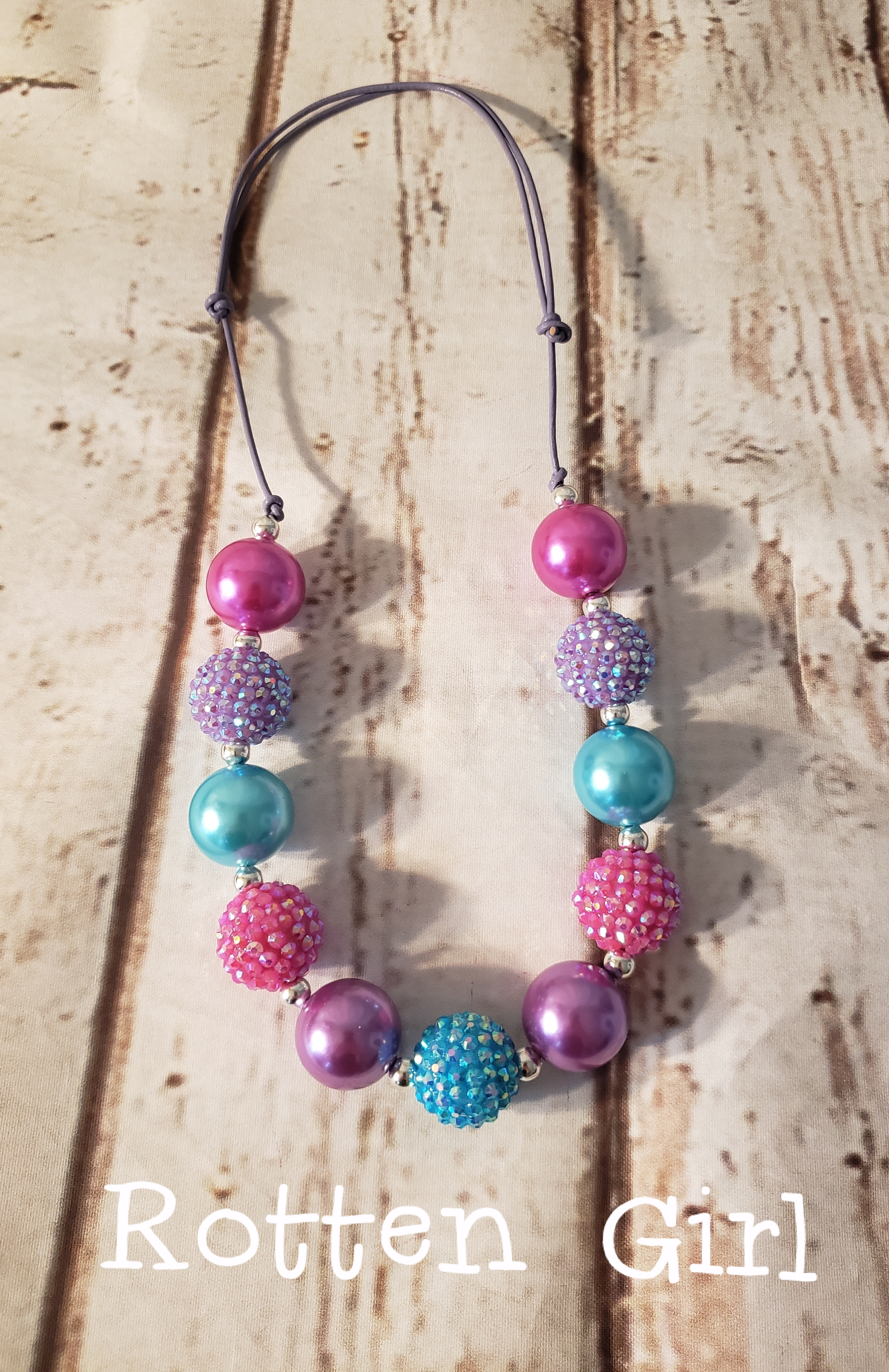 Pink, Purple, & Turquoise Chunky Bead Necklace