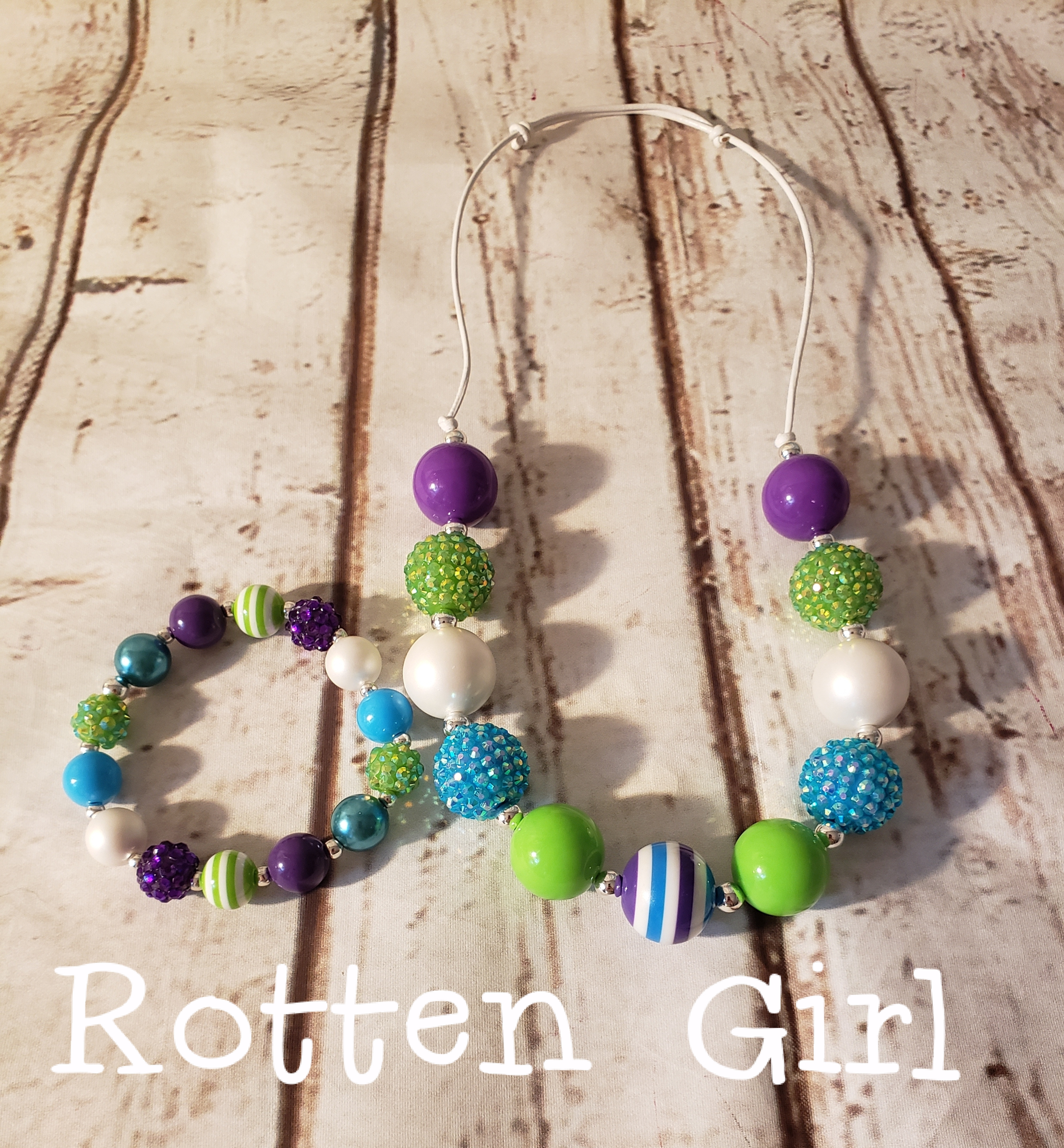 Purple, Lime Green, & Blue Chunky Bead Set