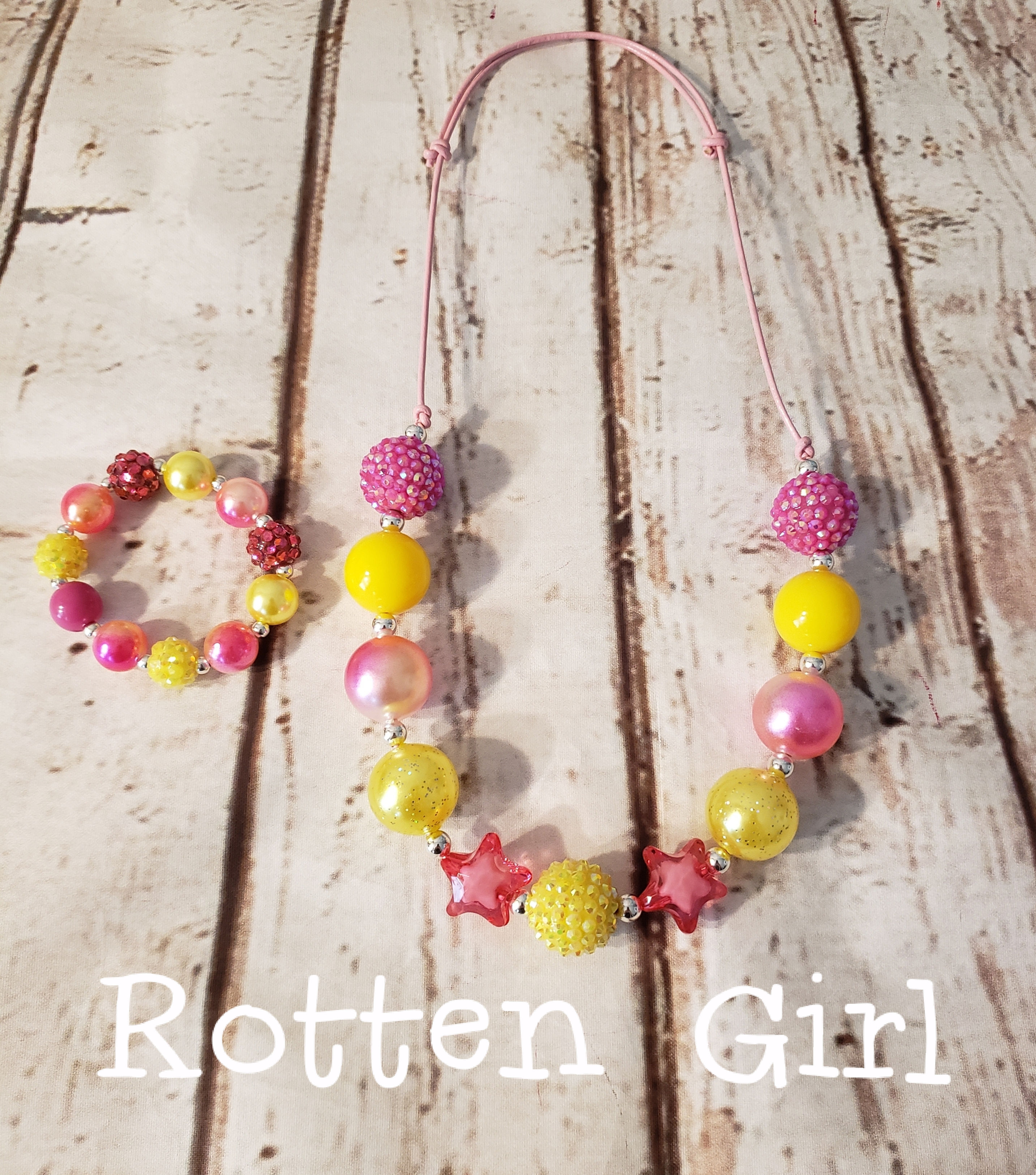 Pink & Yellow Chunky Bead Set