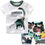 Thumbnail: Toddler Boys Summer Clothes Hawaiian Jungle Animal Cotton T-Shirt and Poplin Sh