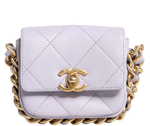 Chanel Blue Quilted Calfskin Framing Chain Flap Mini crossbody Bag