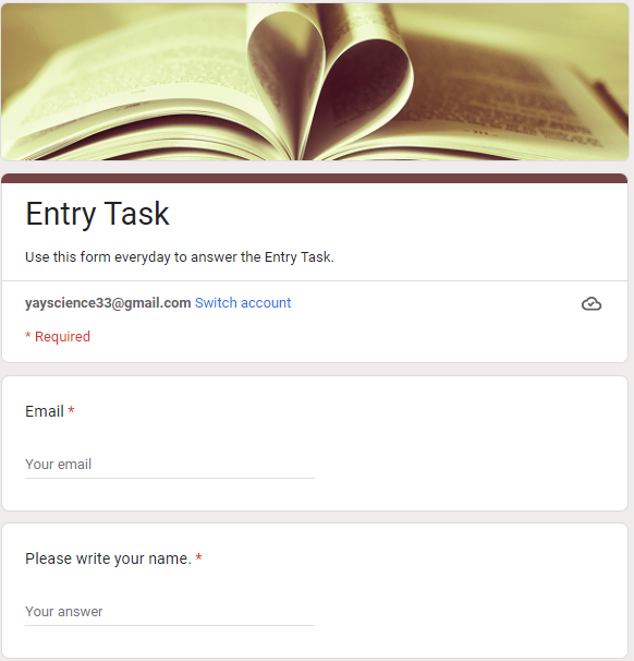 Entry and Exit Tasks Using Google Forms