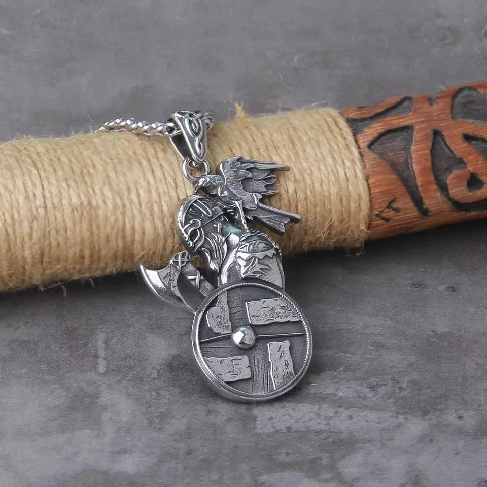 Thumbnail: Viking Nordic Odin's Crow Axe Pendant