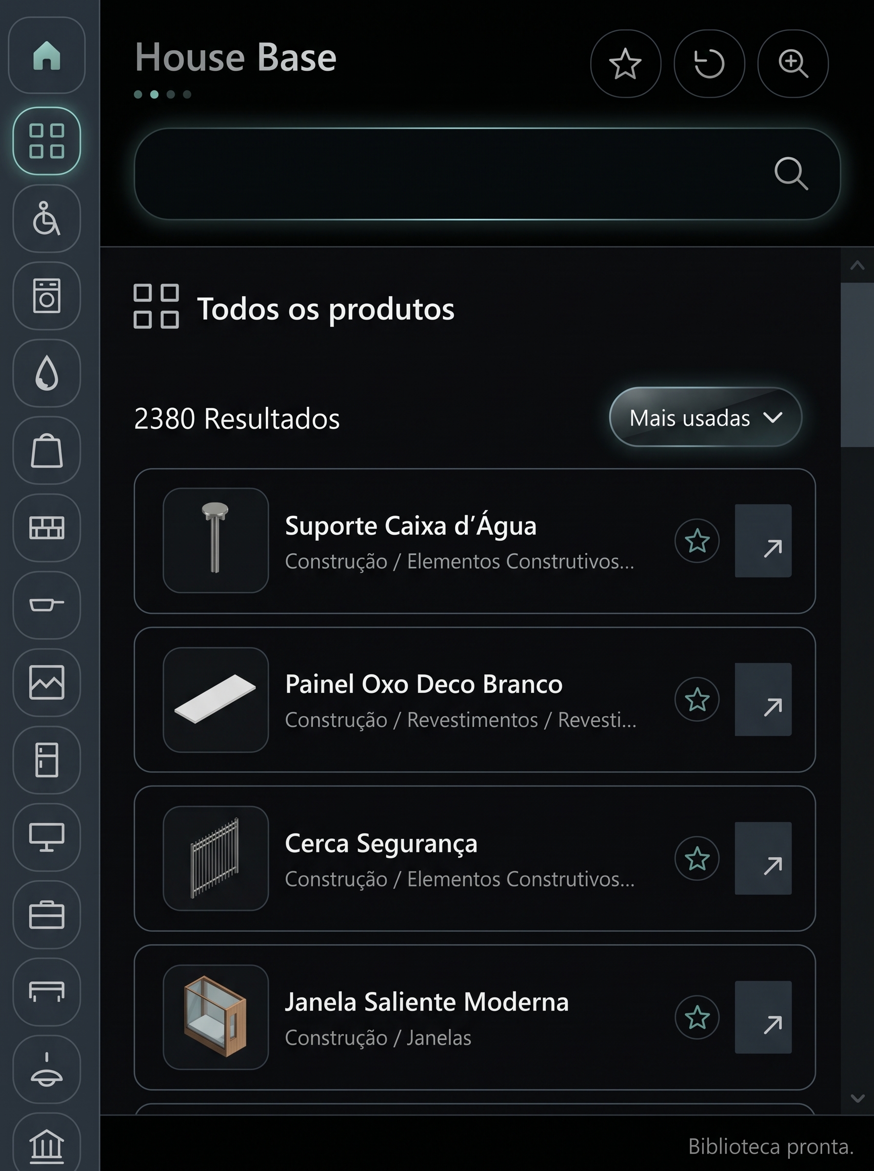 Painel do House Base no Revit