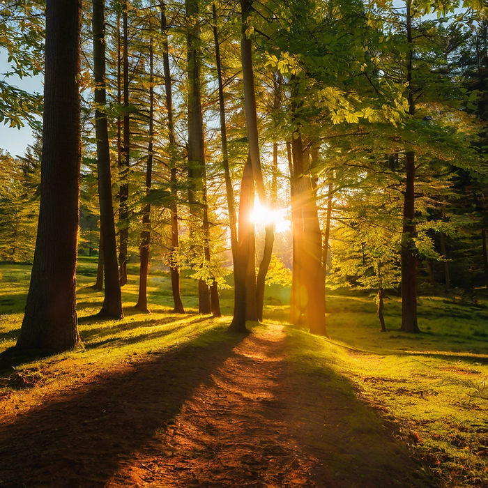 Sun sifting through forrest branches