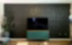 Black sheen fractal accent wall hand painted by Artist Couple in Leander, Texas