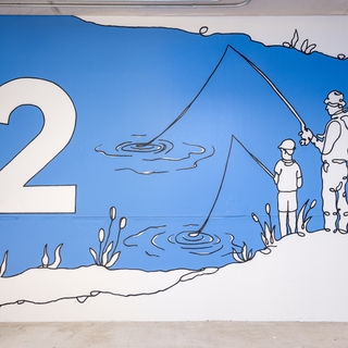 Texas Children's Hospital, parking garage, mural art, Austin murals, numbers, levels, themed murals