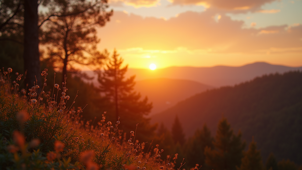 High angle view of a scenic outdoor location during sunset
