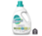 Bottle of Biovert HE Laundry Detergent with green cap, labeled "Fresh Cotton." Texts: "Biodegradable," "32 loads," "Conçu au Québec."