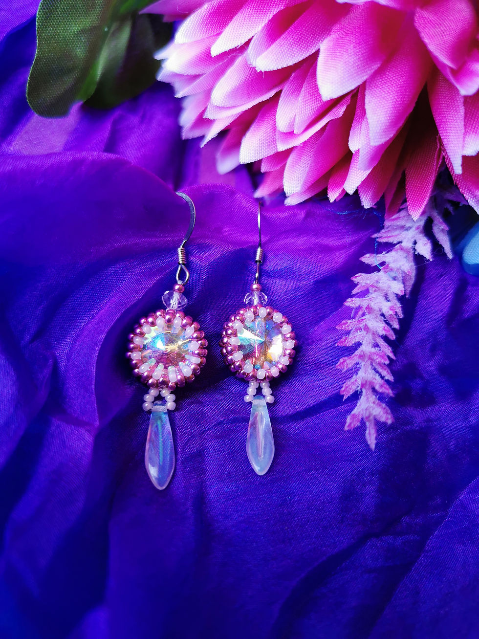 Miniature : Fleurs de verre - Boucles d'oreilles