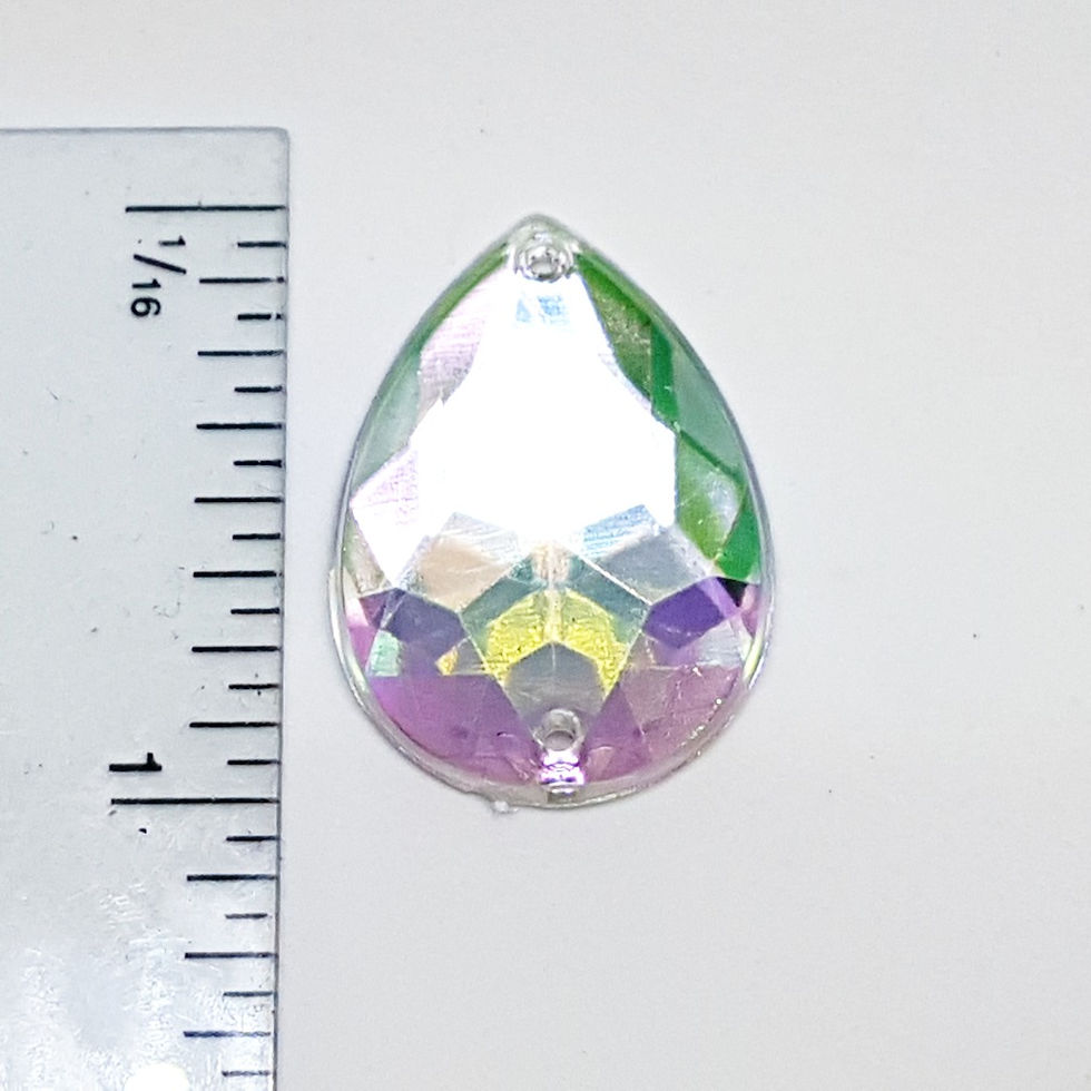 Thumbnail: Teardrop acrylic AB coated faceted cab - sew-on
