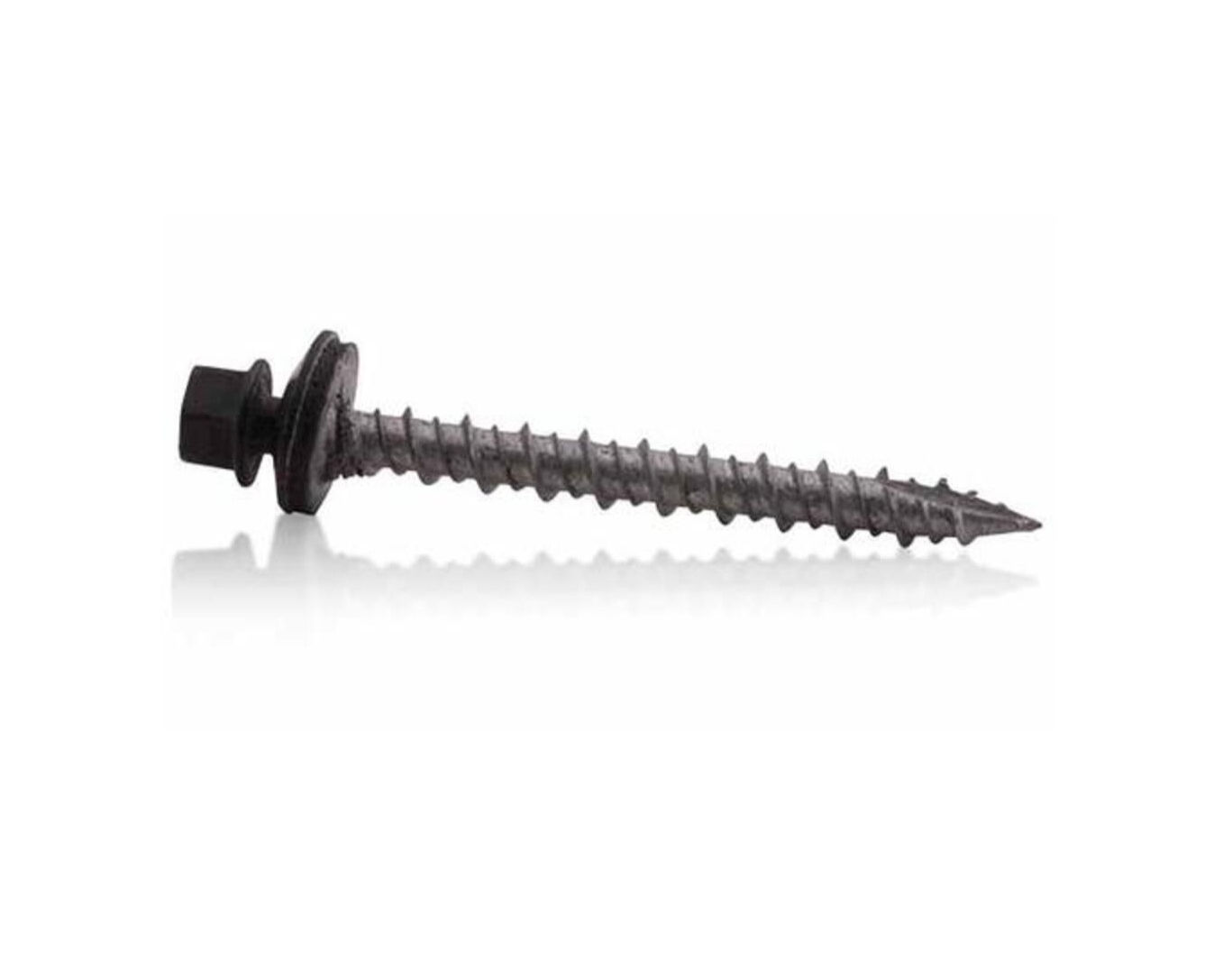 #10 x 2" Wood Grip Hex Drive Charcoal Black Pole Barn Screw 5545286804671