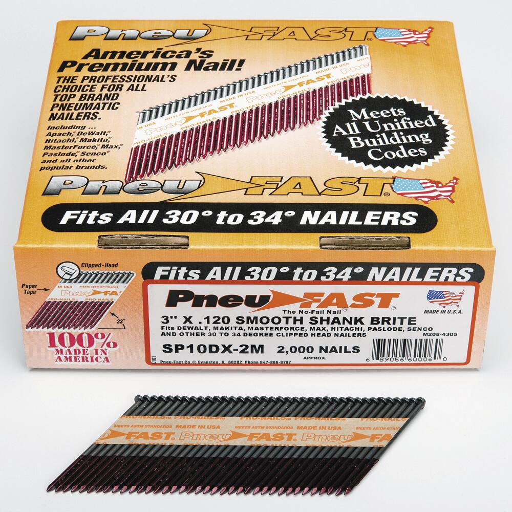 3" x .120" Paper Brite Smooth Shank Framing Nails - 2,000 689056600060