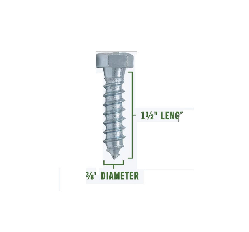 Hillman 3/8" x 1-1/2" Zinc-Plated Hex Head Interior Lag screw -1ct 038902092328
