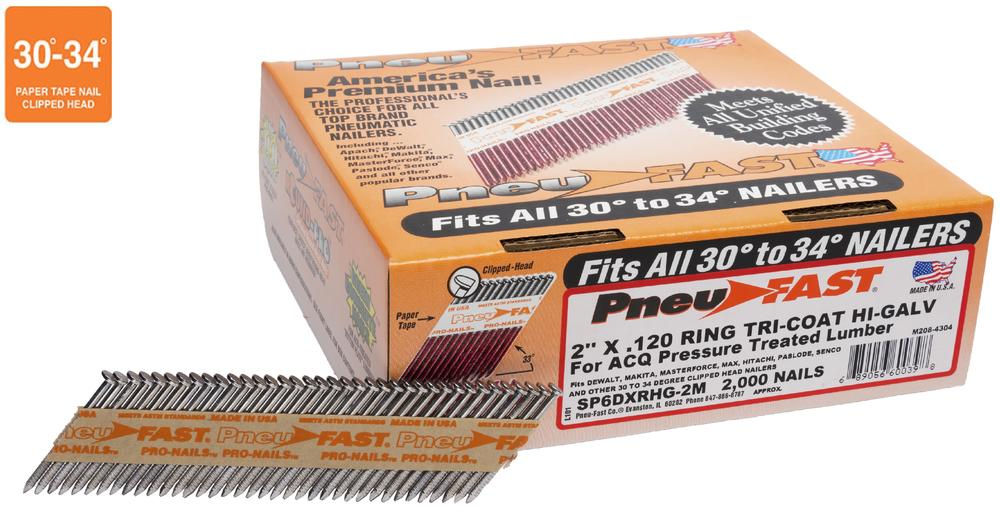 2" x .120 Paper Hi-Galv Ring Shank Clipped Head Framing Nails - 2000ct 689056600