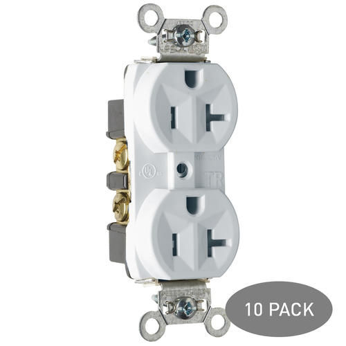 White 20-Amp TampTer-Resistant Back Wire Duplex Outlet TR5362WCC12