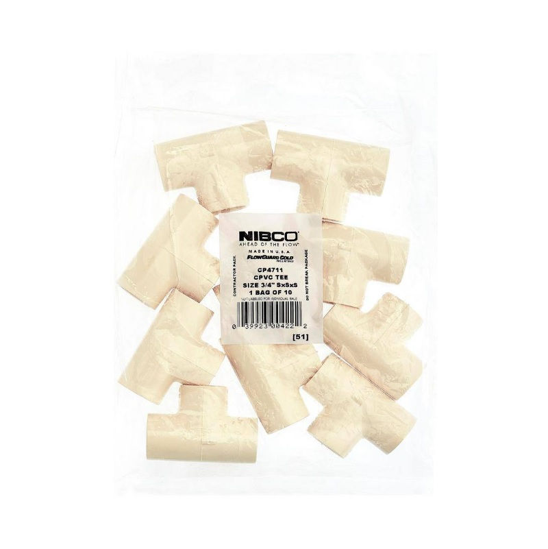 NIBCO 3/4 in. CPVC-CTS All Slip Tee Fitting (10-Pack) BA