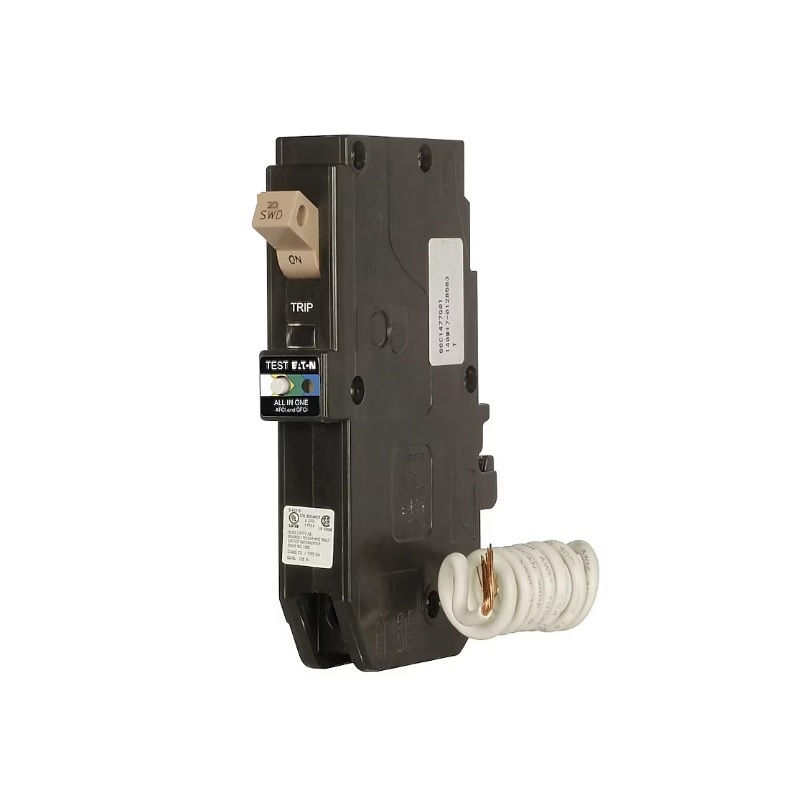 CH 20 Amp 1-Pole Dual Function Arc Fault/Ground Fault Circuit Breaker with Trip
