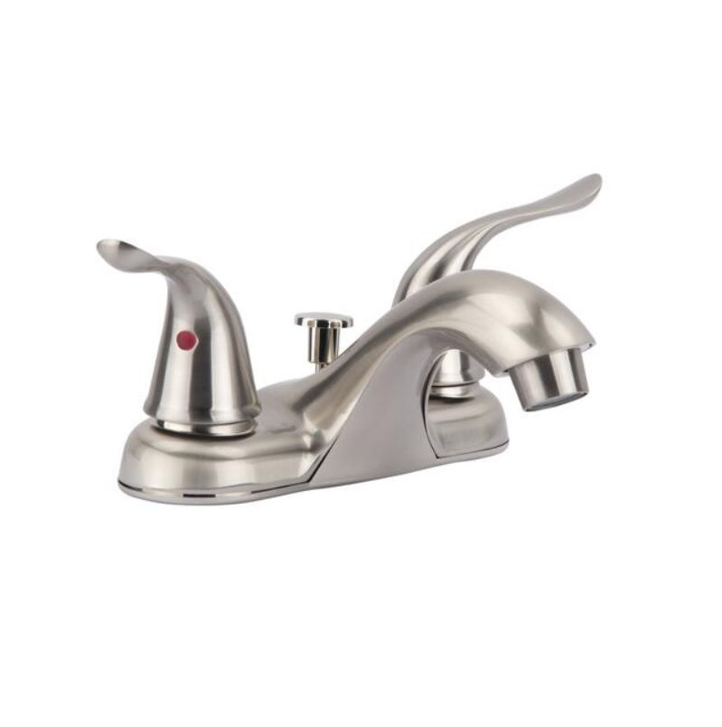 Plumb Works® Two-Handle 4" Centerset Brushed Nickel Bathroom Faucet