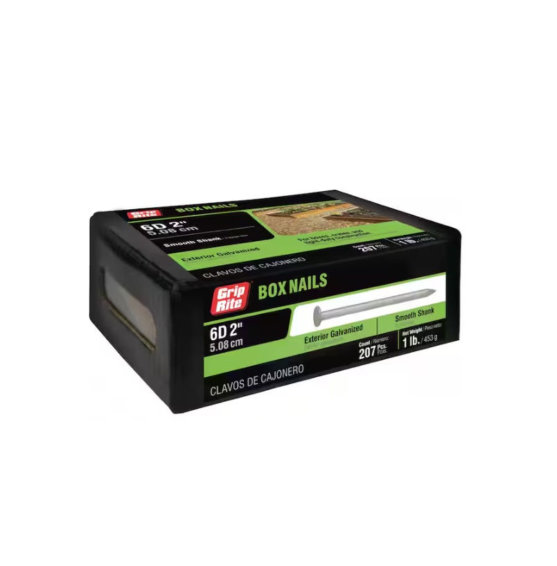 Grip-Rite 2 in. x 12-1/2-Gauge 6-penny Exterior Galvanized Steel Box Nails per p